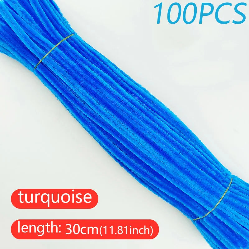 100PCS Colorful Twisted Rod DIY Handcraft Bar Wire Imaginative Wool Root Fluffy Bar Iron Wire Sticks Art Kids Educational Toys