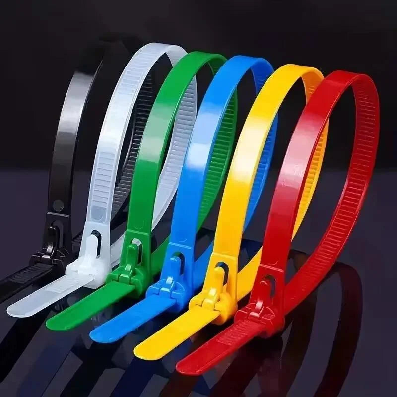 100Pcs Reusable Cable Ties Cable Lock Loop Nylon Ties Removable Recyclable Mixed Colours Black White Cable Ties Replacement Tool