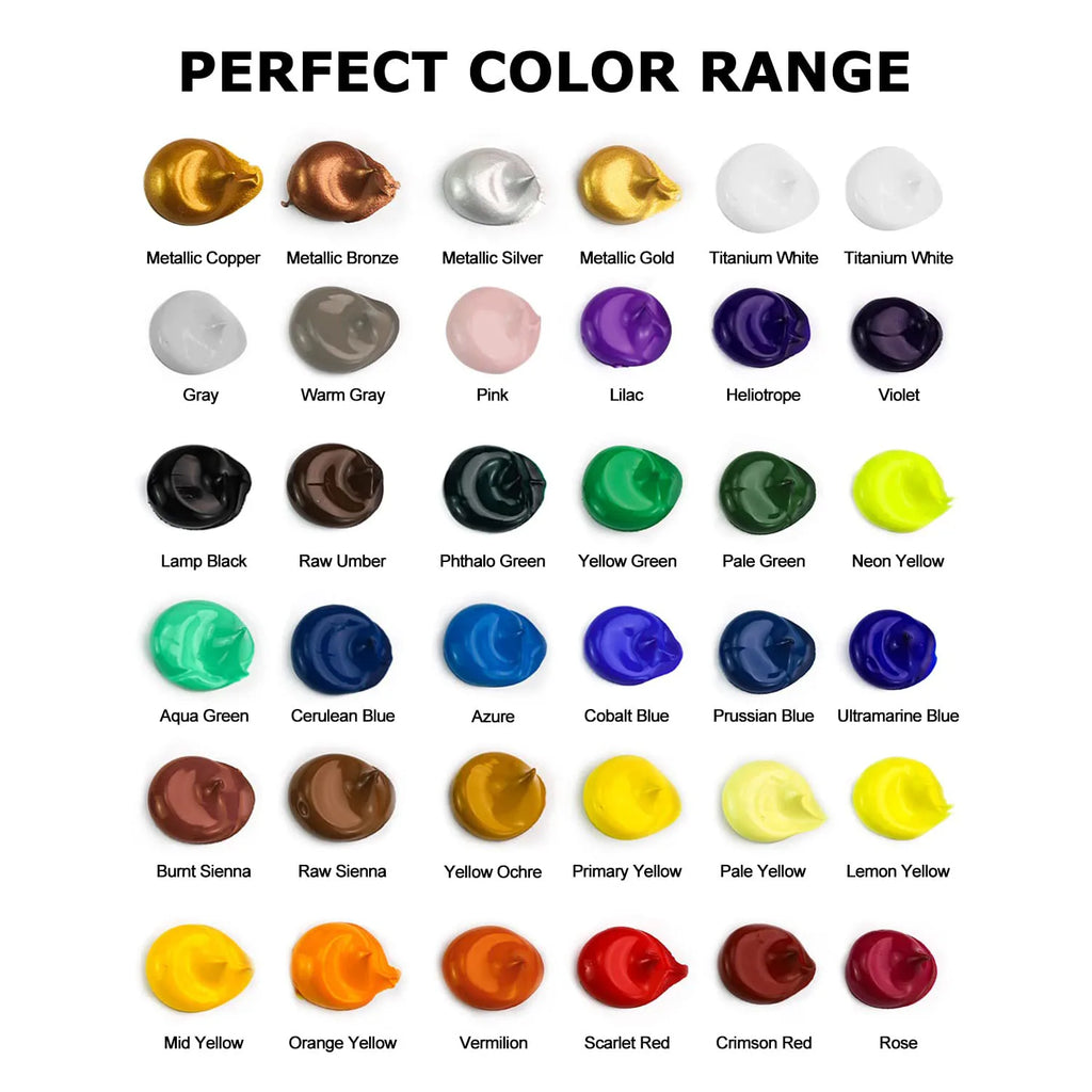 Fantastory Acrylic Paint Set 35+1 Colors (36x22ml), Craft Paint Kit, Paint Supplies for Adults , Non-Toxic Paints Sets