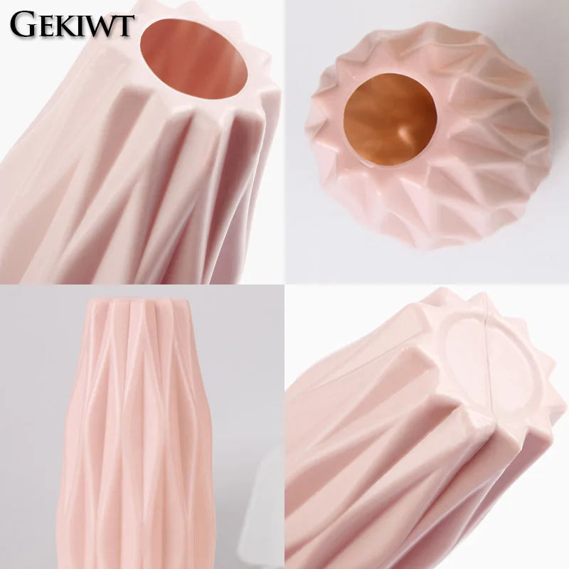 Diamond Pattern Plastic Smooth Vase Plants Basket Nordic Wedding Decorative Dining Durable for Living Room Bedroom Home Decora