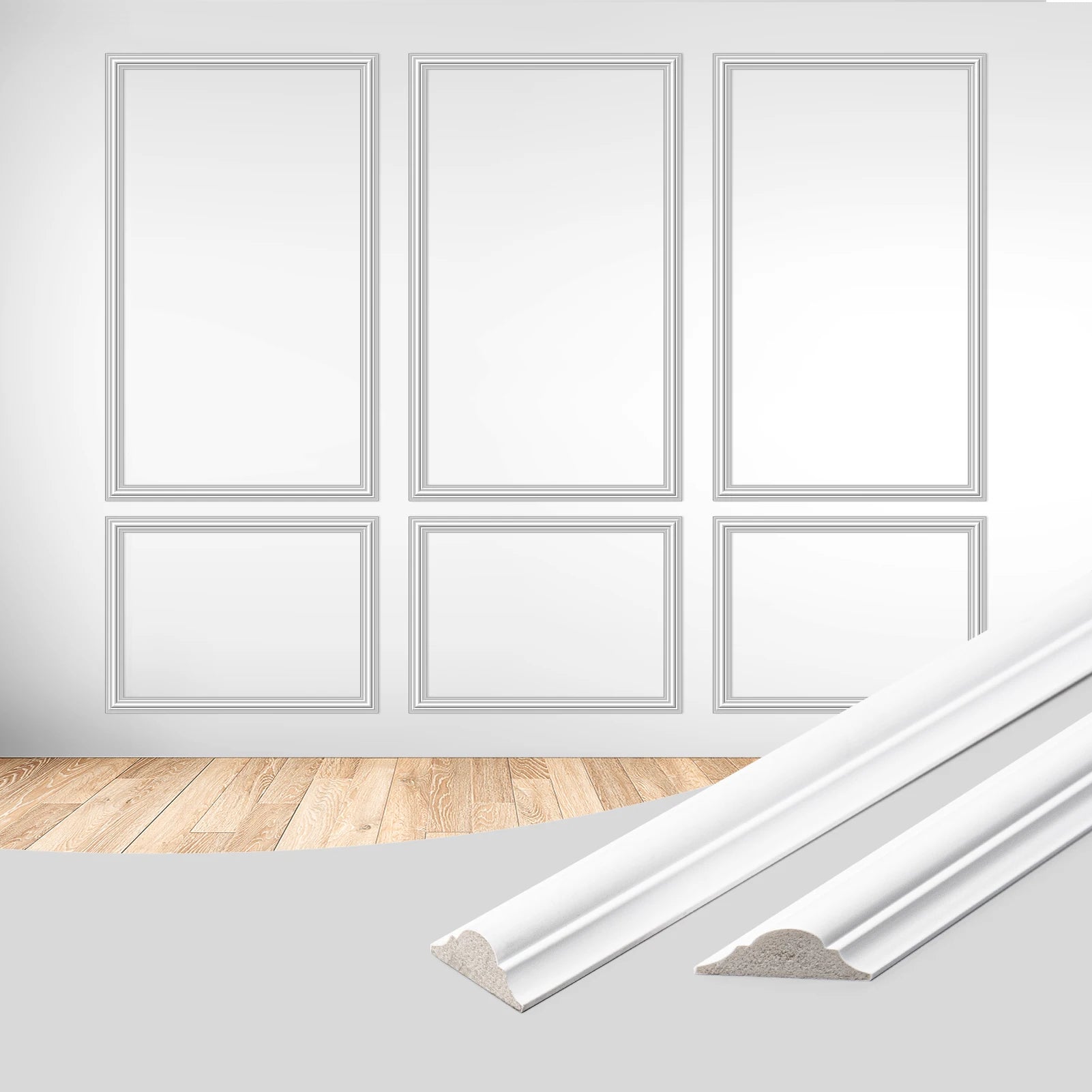 Pre-Cut Wainscoting Panel Kit, 3-Piece Wall Molding for Living Room Bedroom Accent Wall, Glue Installation, DIY Home Decor