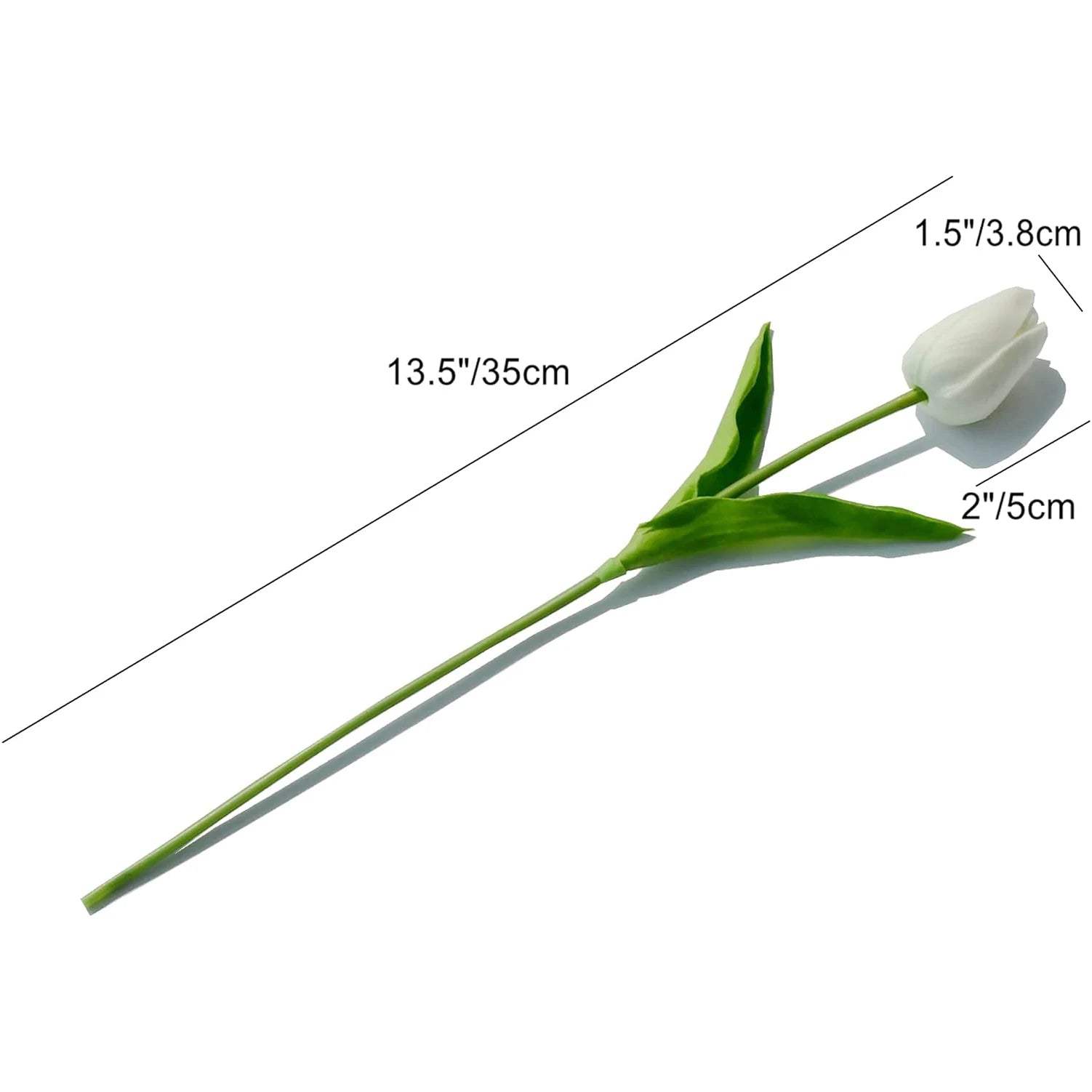 12pcs Elegant White Artificial Tulips - Real Touch Latex Flowers, 13.5" Lifelike Fake Tulips for Vase Centerpieces, Wedding