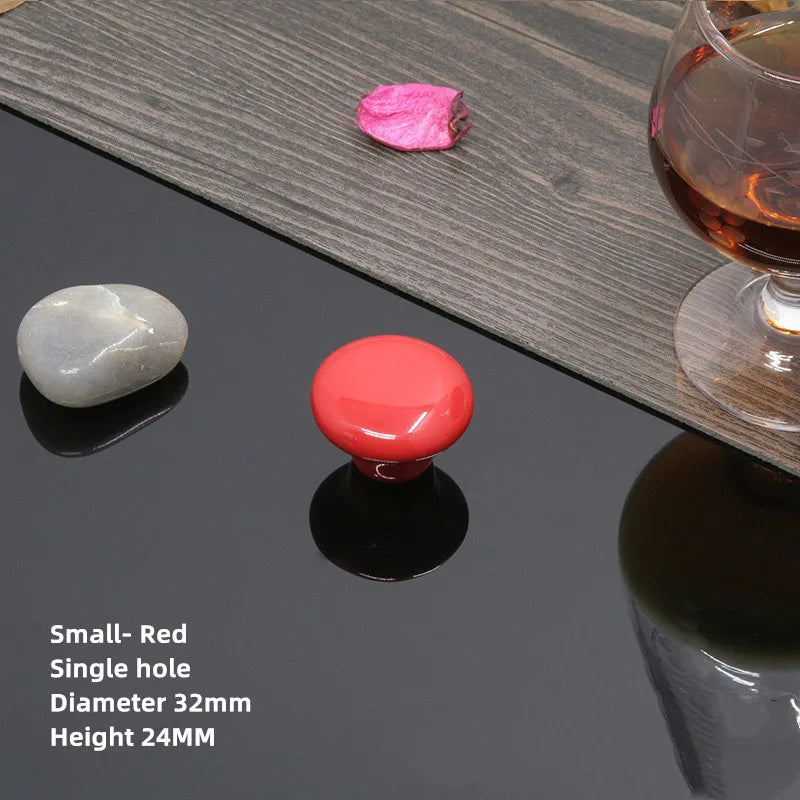 Colorful Ceramic Door Handles Round Cabinet Knobs Cupboard Drawer Wardrobe Pull Knob Furniture Candy Color Accessories