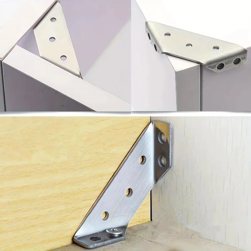 Stainless Steel Corner Brackets with Screws 90° Right Angle for Wood Furniture Shelves Cabinets Corner Connector 1-30PCS