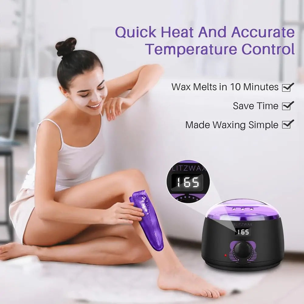 Brazilian and Bikini Waxing Kit for Women, Hard Wax Warmer, Legs and Body Hair Removal Kit, Beginner Friendly, Digital Fast Heat