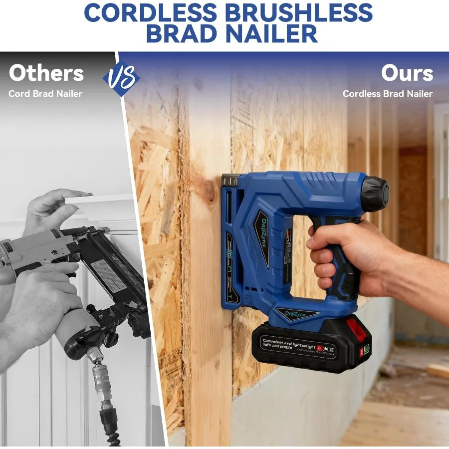 Electric Staple Gun 3/8 Cordless Brad Nailer 2 in 1 Brushless Nail Gun/Staple Gun with 1000 Nails and 1000 Staples Cordless Fix