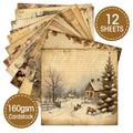 12pc Vintage Christmas Old Music Sheet Scrapbook Paper Set,Retro Christmas Collection Kit Paper for Junk Journal DIY Card Making