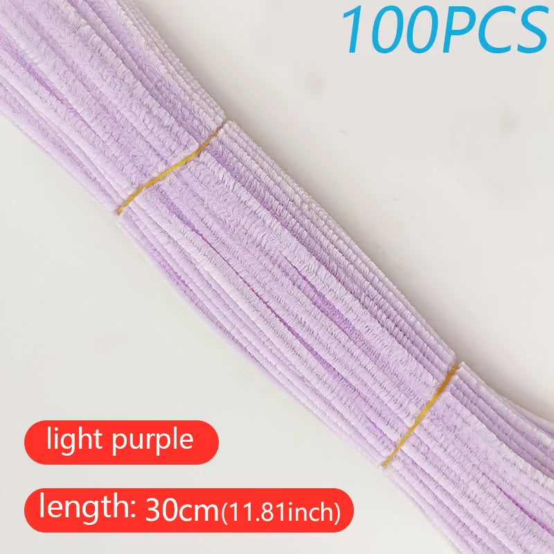 100PCS Colorful Twisted Rod DIY Handcraft Bar Wire Imaginative Wool Root Fluffy Bar Iron Wire Sticks Art Kids Educational Toys