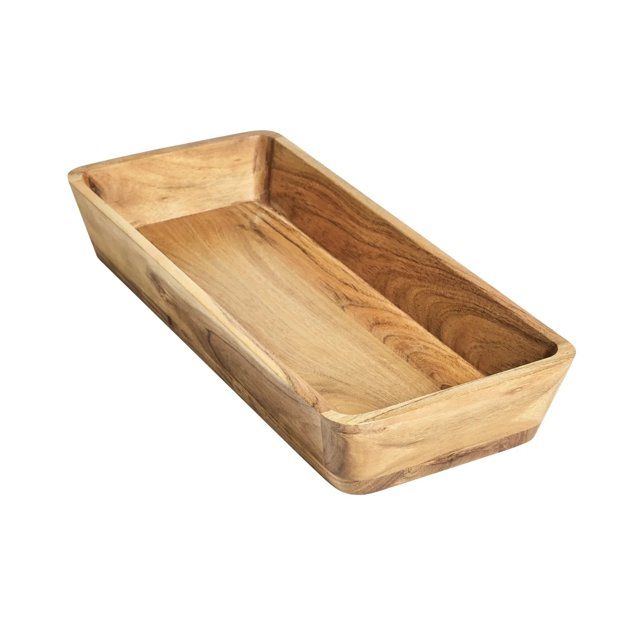 Natural Finish Acacia Wood Oval Bowl | For Serving Salad, Fruit, Bread, Dining Table Centerpiece & Kitchen Use
