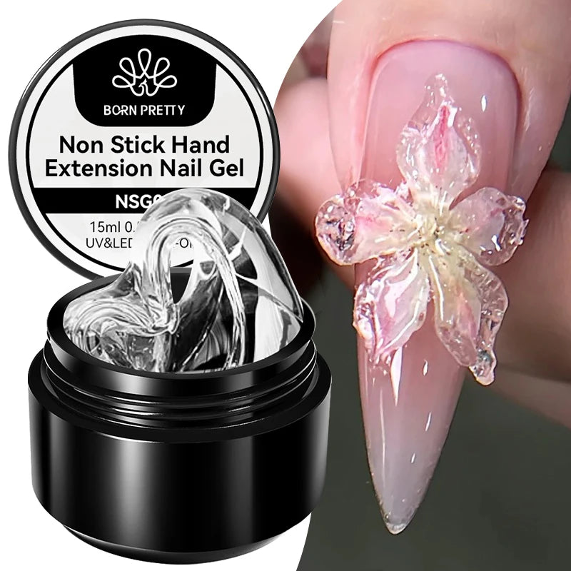 BORN PRETTY 2PCS Clear Milky White Non Stick Hand Extension Nail Gel for 3D Shaping Sculpting Carving DIY Nails at Home 15ml