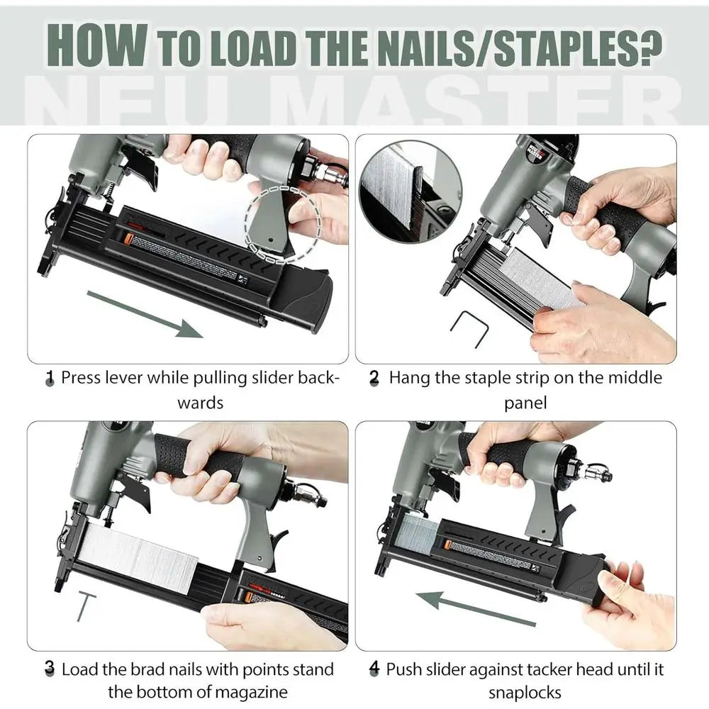 Pneumatic Brad Nailer, 2 in 1 Nail Gun Staple Gun, 18 Gauge, 2 Inch Brad Nails, 1-5/8 inch Staples, Carrying Case, Safety Glasse