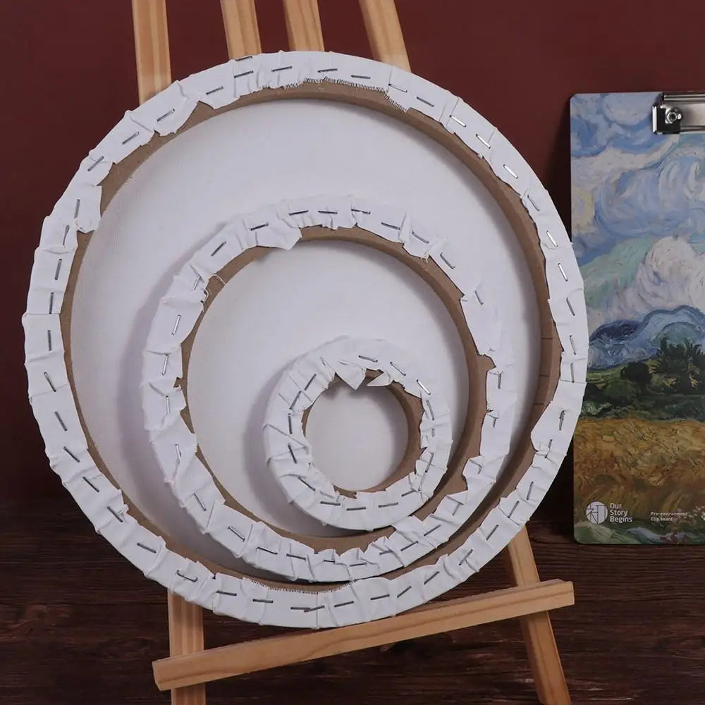 DIY Wooden Photo Frame Blank Round Canvas Board Oil Painting Panel Art Student Student Painter