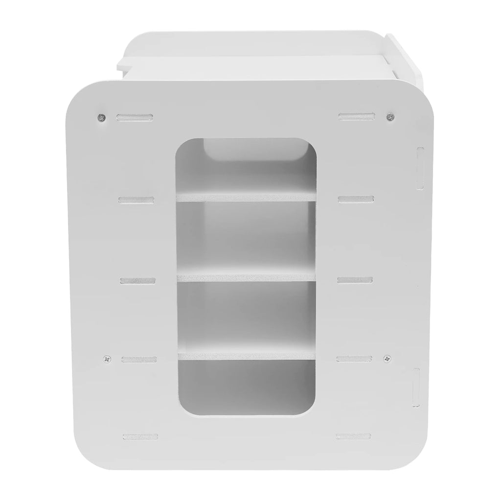 5 Tier PVC Wood-Plastic Desktop Organizer Letter Tray File Rack Stationery Holder Office Desk Storage Shelf with Round Corner