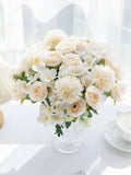 1 Bouquet Artificial Roses w/ Silk Balls: Wedding Home Decor & Holiday/Birthday Gift DIY