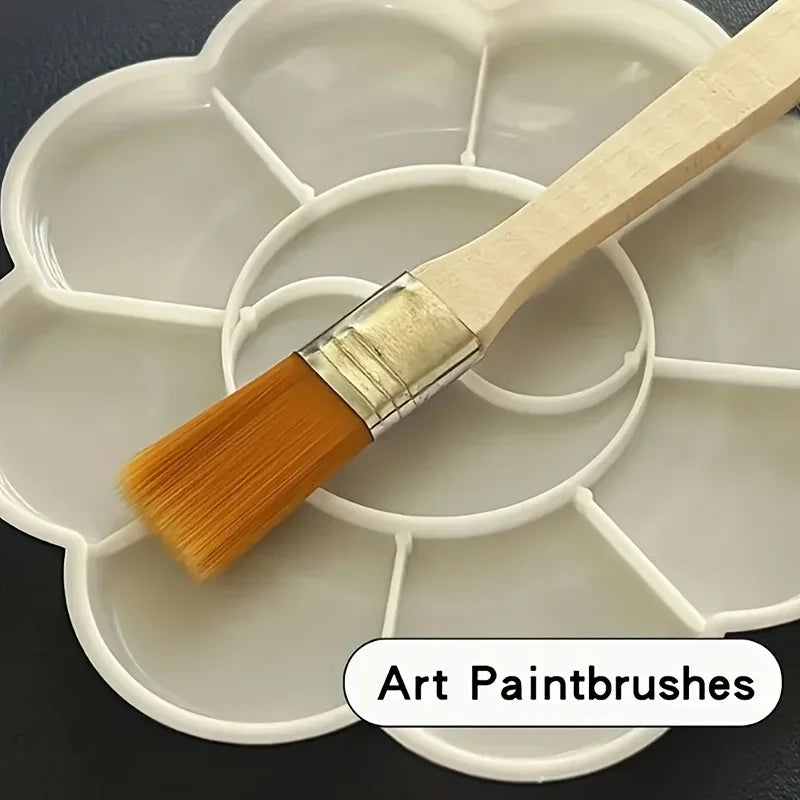 24/48pcs-nylon brushes, short wooden handle art paint brushes, watercolor brushes, wall brushes, art brushes, cleaning tools