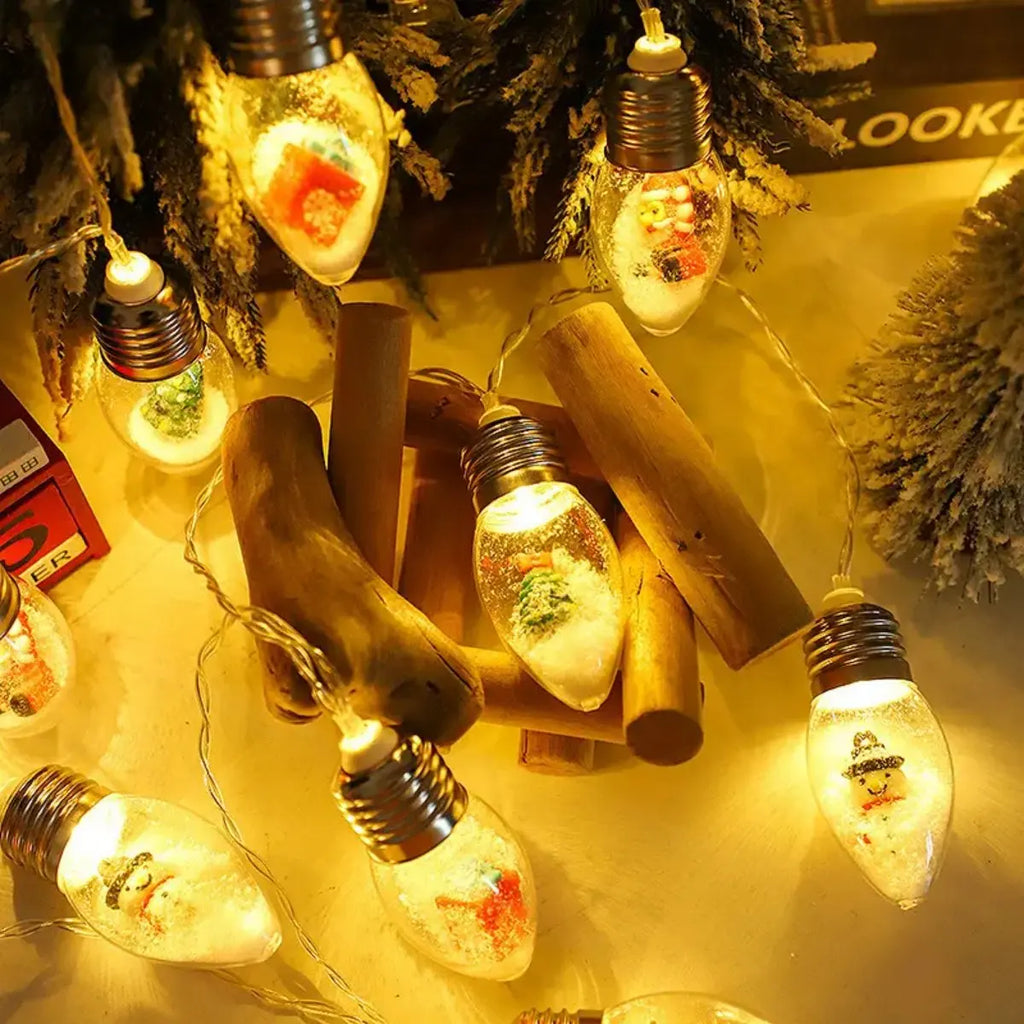 1pc 10/20LED Christmas Snow Globe String Lights Santa Claus Christmas Tree Reindeer Doll Wish Light For Wedding Party Home Decor
