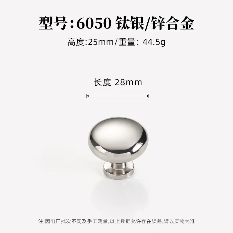 French titanium-silver cabinet door handle Solid zinc-alloy Cupboard & wardrobe pulls single-hole drawer knob  Furniture handle