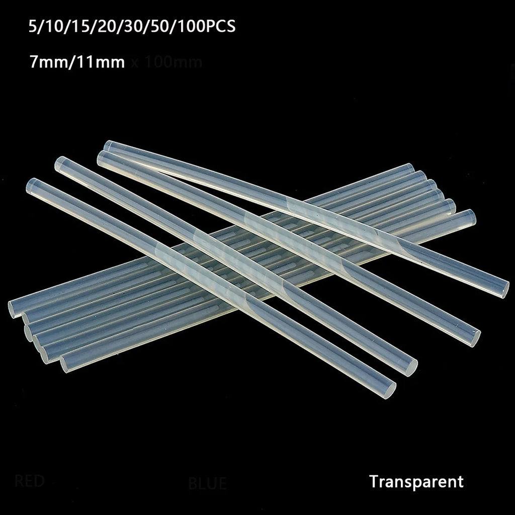 7mm / 11mm 5-100pcs/lot Transparent Hot-melt Gun Glue Sticks for Heat Pistol Gun Adhesive DIY Tools Repair Alloy Accessories