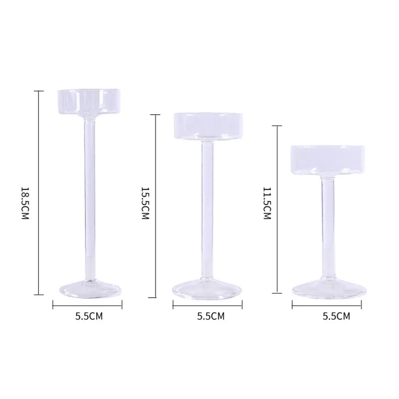 3 piece Glass Candle Holder For Wedding Decorations Candlestick Rustic  Candelabros Vintage Candle Stand Candle Holders Glass