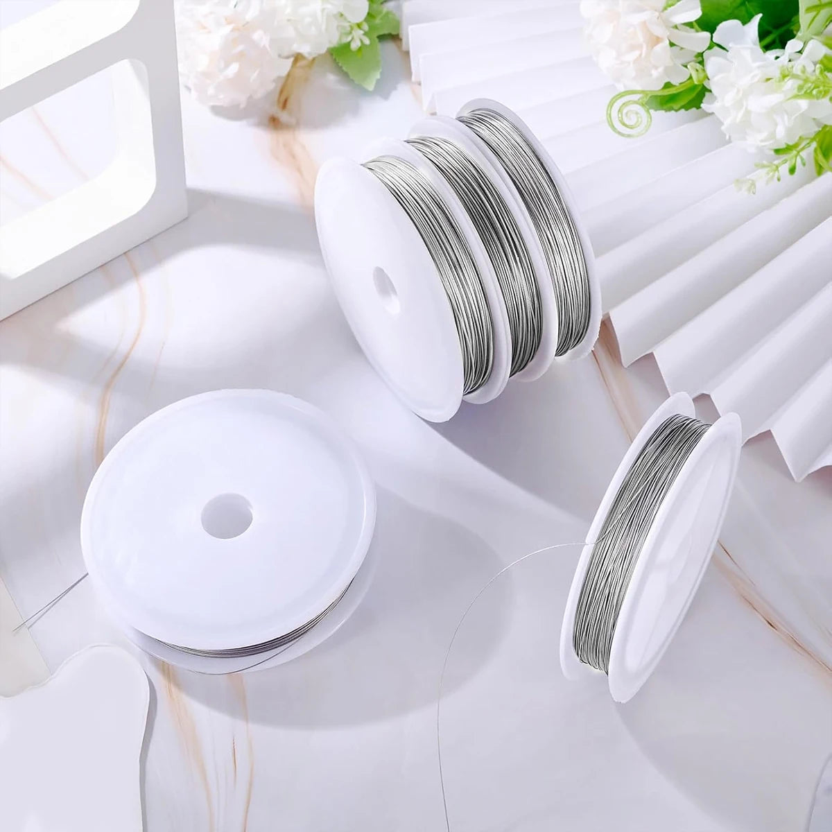Flexible Anti-Rust Beading Wire, Single Strand, Soft Steel Craft Wire for Jewelry Making, Bead Wrapping and Connecting, 5mm,