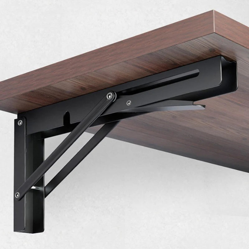 8/10 inches Sturdy Steel Folding Shelf Brackets Wall-Mounted Design for Workbench Table, Table Shelves Angle Bracket Hardware