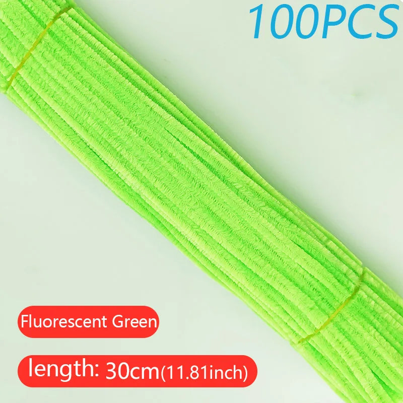 100PCS Colorful Twisted Rod DIY Handcraft Bar Wire Imaginative Wool Root Fluffy Bar Iron Wire Sticks Art Kids Educational Toys