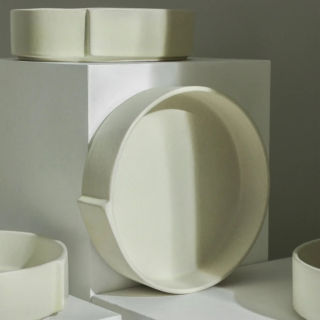 Bao Stoneware Pasta Bowls Set of 4, Beige, Durable Ceramic, Designed in New York, for Casual Dining & Gifting