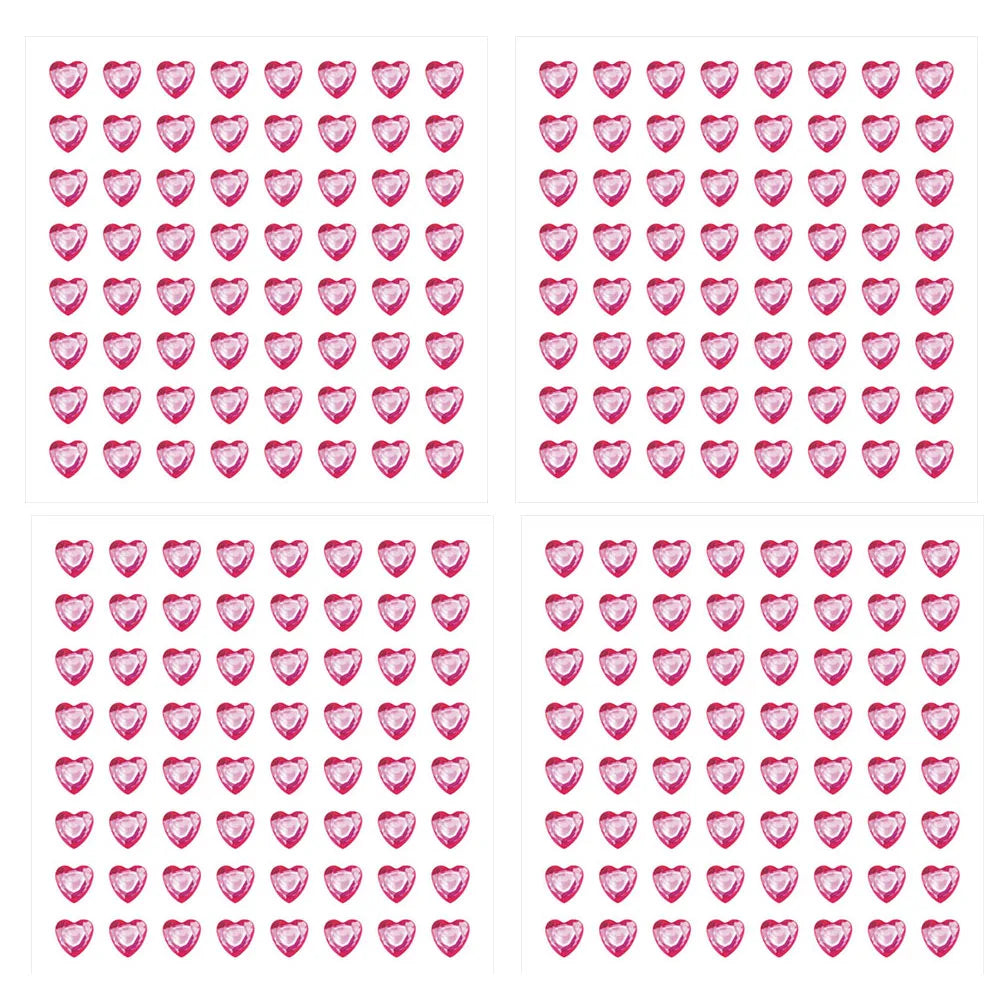 Bling Sparkly 3D Gem Acrylic Earrings Stickers Kids DIY Toys 6MM Self Adhesive Love Heart Rhinestone Crystal Stickers For Girls