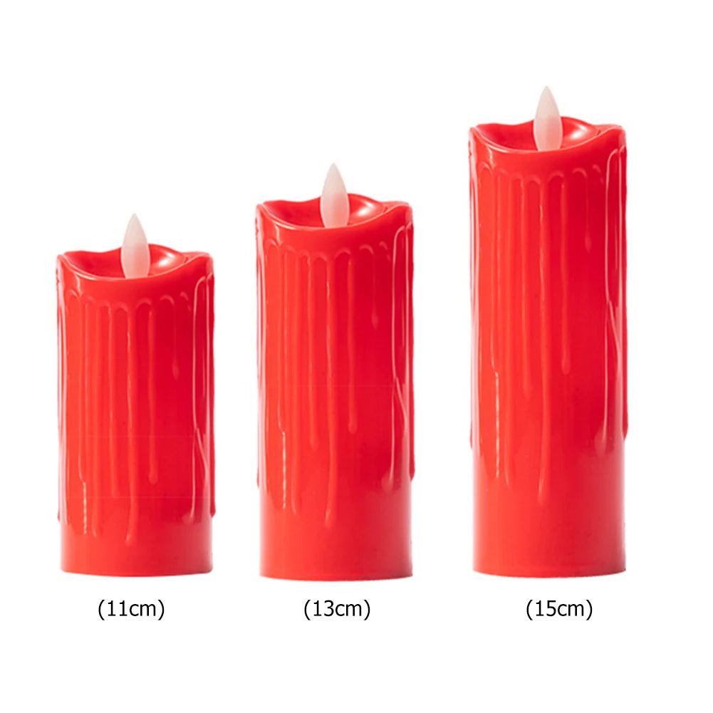 Flameless LED Candle Creative Red Auto Swing Flameless Candle Home Festival Halloween Christmas Party Decor Candle Light