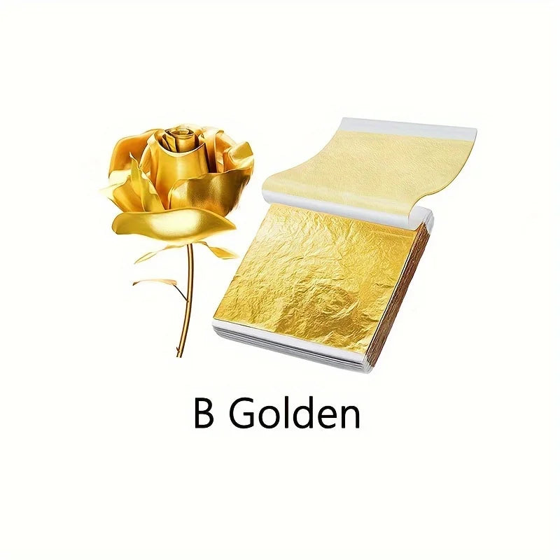 100pcs Imitation Golden Silvery Foil Paper Leaf Sheet Gilding DIY Art Craft Paper DIY Scrapbooking Craft Home Decorations