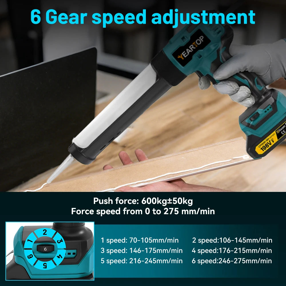 6 Speeds Cordless Electric Glue Gun Silicone Glass Glue Caulking Squeezer Gun Electric Sewing Glue Tool for Makita 18V Battery
