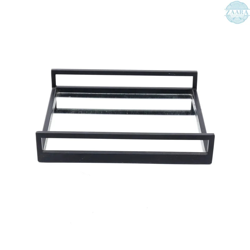 Beauty Care Care ensuring Decor Durable Ideal Lasting Quality Use Wood Handcrafted Glass With Metal Frame Serving Tray - 20x20x3