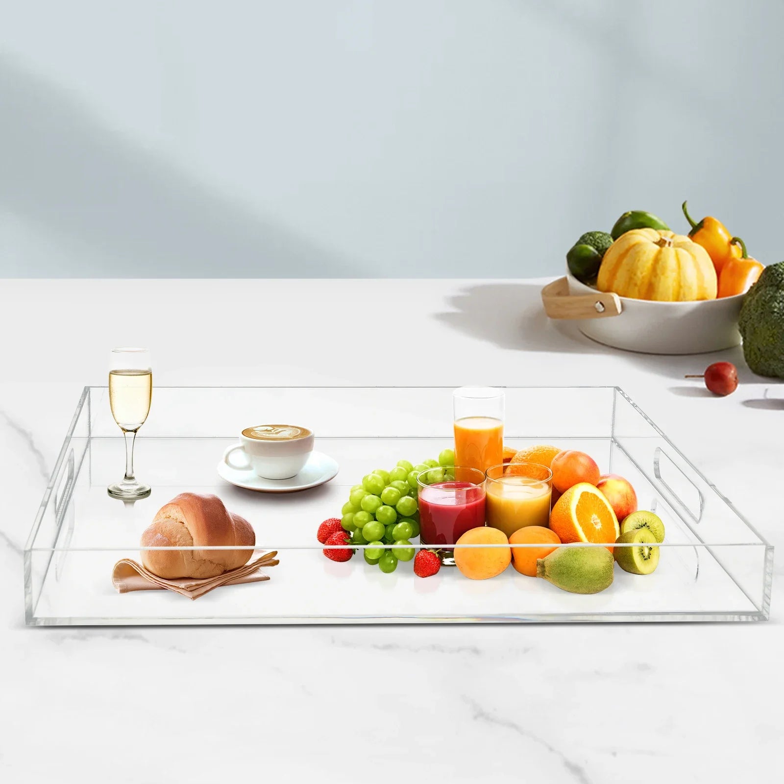 Acrylic Serving Tray, Transparent Design, Waterproof, Multifunctional, Modern and Stylish