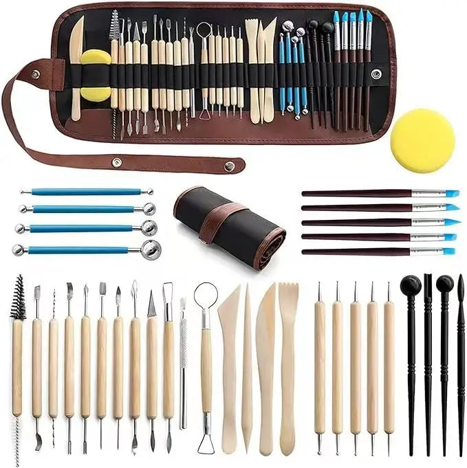 Professional Pottery Clay Sculpting Tools Set 61Pcs Modeling Stick Ceramic Tools Smoothing Wax Carving Ceramic Polymer Art Tools