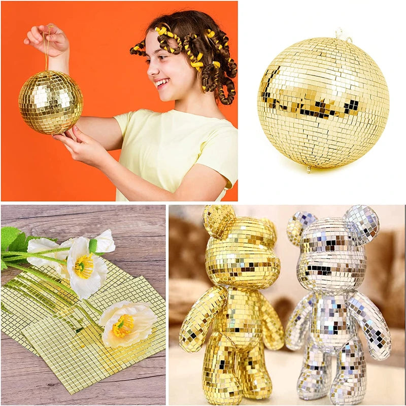 Self-Adhesive Real Glass Craft Mini Square Mirrors Mosaic Tiles Stickers Bathroom DIY Handmade Craft Home Decoration Making Tool