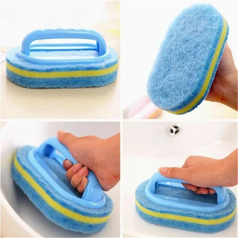 1pc Kitchen Sponge Wipe Thickening Cleaning Brush with Handle  Bathroom Tile Bathtub Cleaning Sponge Cleaning Supplies Cleaner