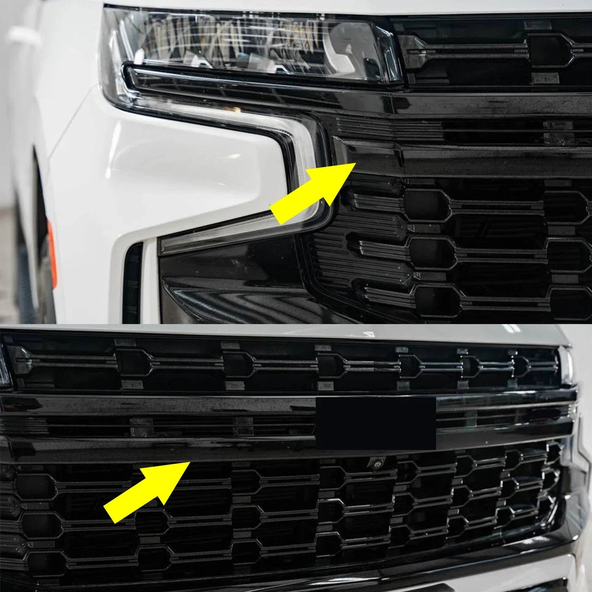 Front Upper Grille Molding Trim Fit For Chevrolet Tahoe/Suburban 2021-2024 Front Bumper Grille Surround Body Kit Glossy Black