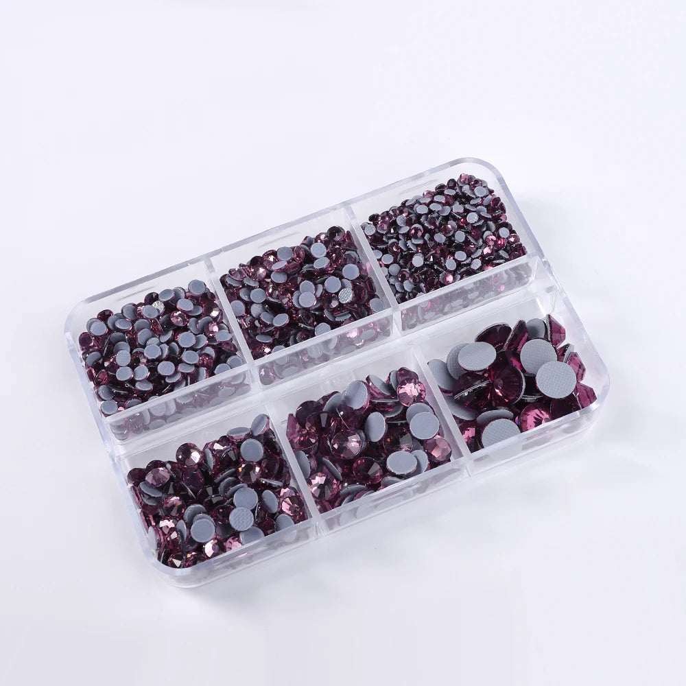 SS6-SS30 Boxed Glass Hotfix Crystal Mix Size Flatback Rhinestones Iron On Diamond Stones For Nail Art Crafts Dress Decoration