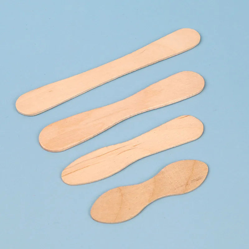 50/100Pcs Ice Cream Sticks Natural Wooden Ice Cream Dessert Spoons Popsicle Sticks Hand Crafts Art Ice Cream Lolly Accessories