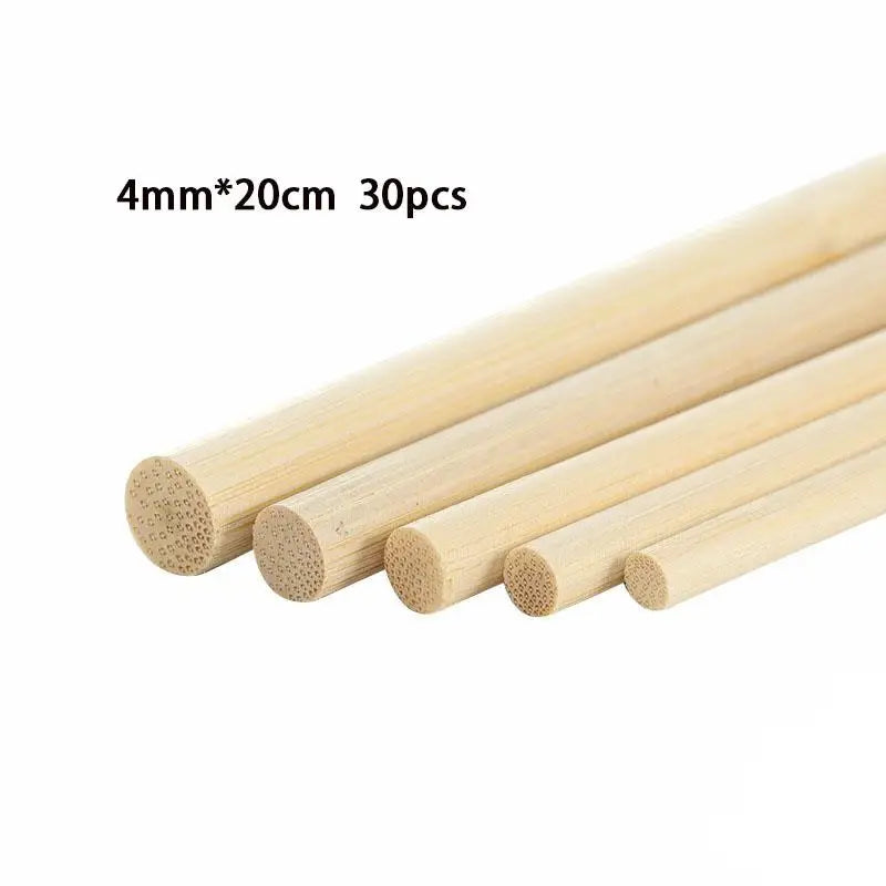 10-60pcs DIY Craft Wooden Sticks , 4-8mm Round Smooth Bamboo Dowels for Model Making & Projects, Easy to Cut