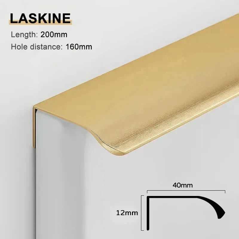 Gold Black Hidden Handles Long Kitchen Cabinet Pulls Drawer Knobs Aluminum Alloy Furniture Handles Cupboard Pulls Wardrobe Pulls