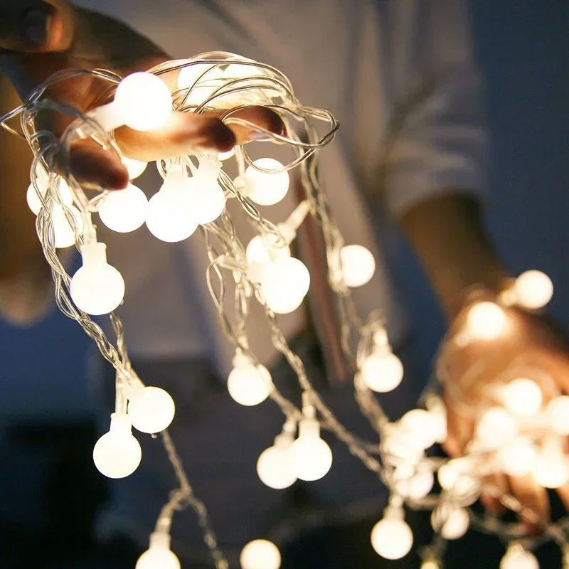 Ball LED String Lights Outdoor Ball Chain Lights Garland Lights Bulb Fairy Lights Party Home Wedding Garden Christmas Decoration