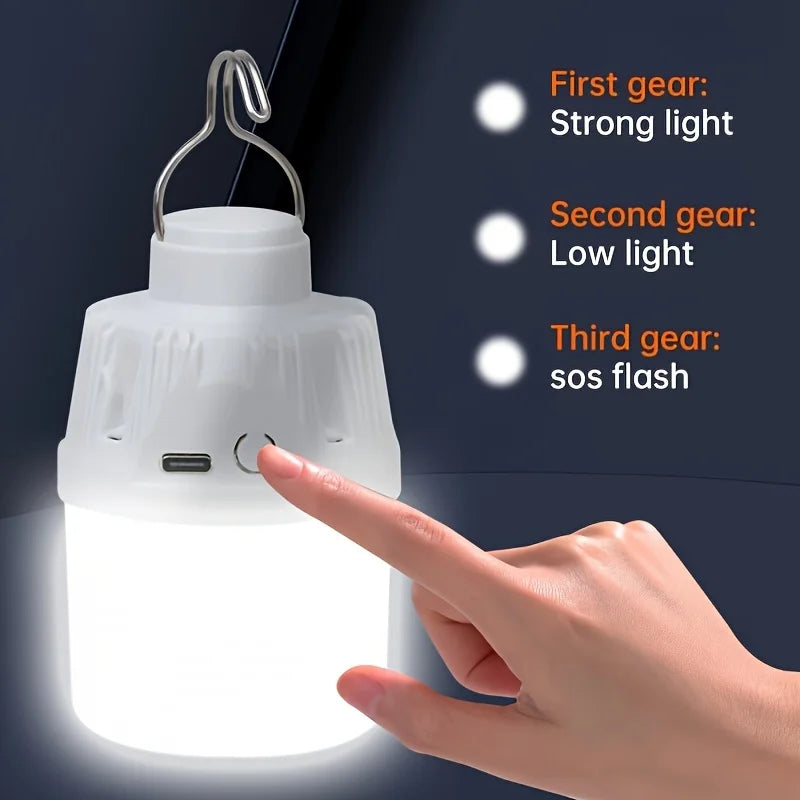 1/2/4PCS Outdoor Camping Portable Electric Lamp, Portable LED Camping Light Bulb, USB Charging, 3 Lighting Modes, White/Orange
