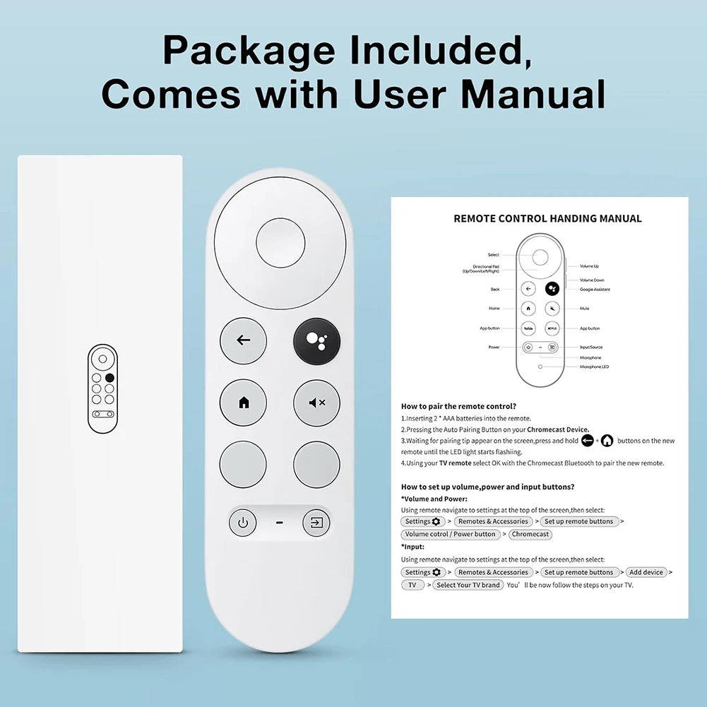 G9N9N Smart TV Remote Bluetooth-Compatible Voice Set-Top Box Remote Control Remote Controller for Google TV Chromecast 4K Snow