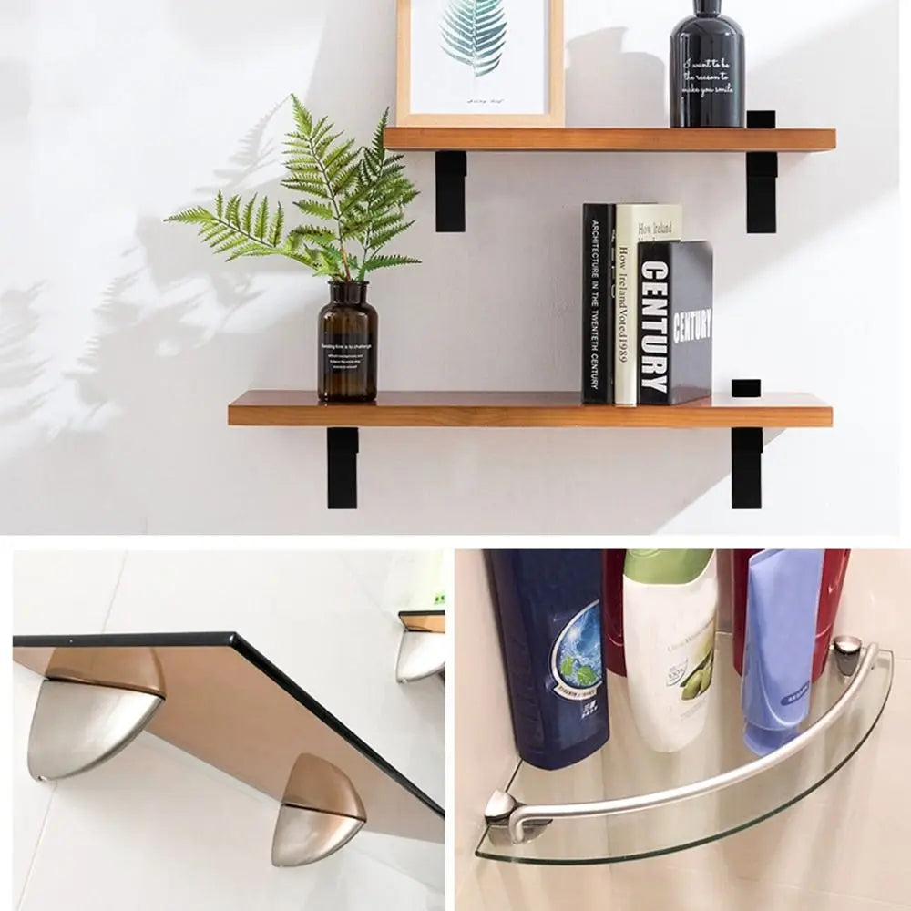 Wall Mount Zinc Alloy Furniture Accessories Cabinet Door clip Glass Door Clamp Frameless Brackets Glass Shelf Holder