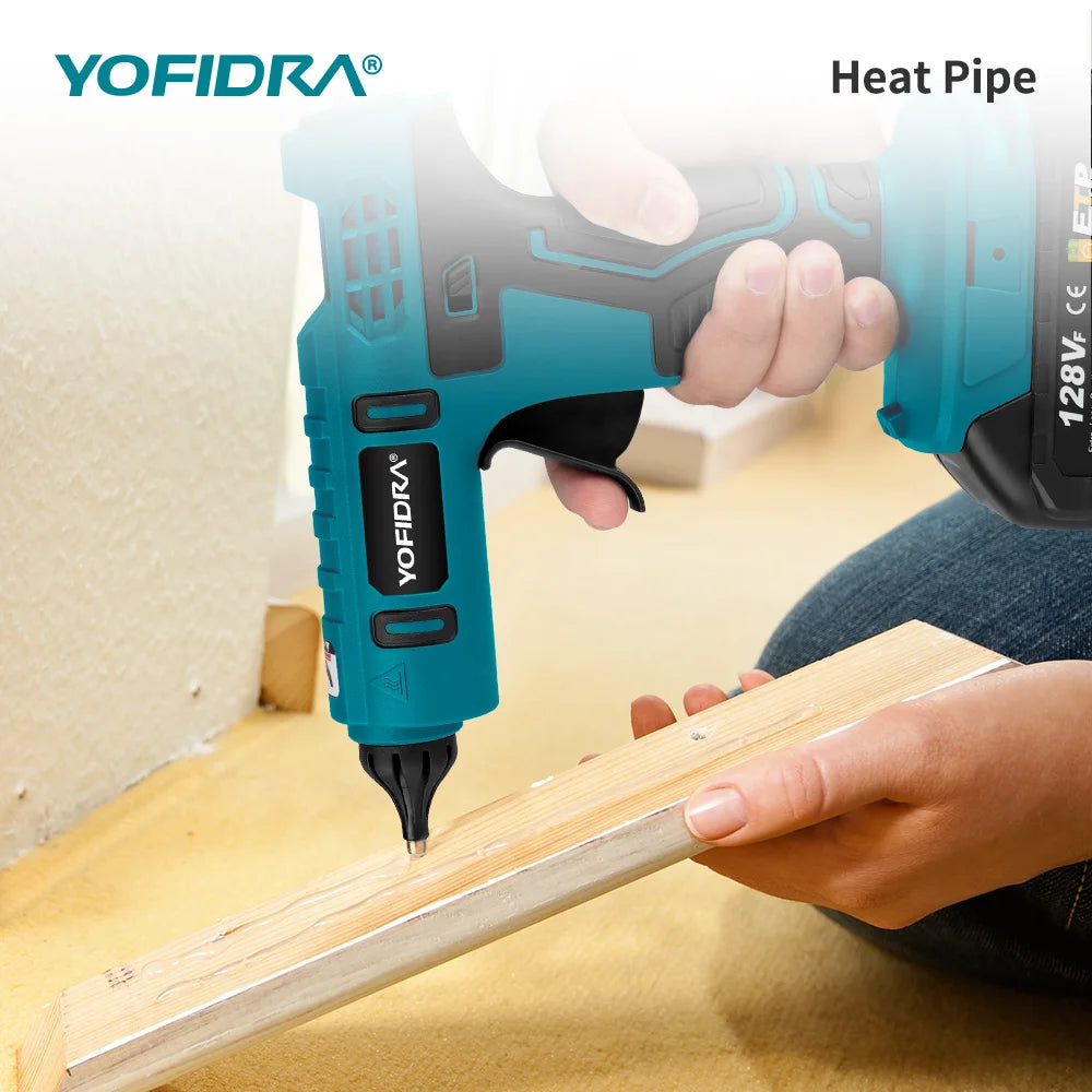 YOFIDRA 260° Cordless Electric Hot Glue Gun 100W High Temperature Industrial Mini Glue Guns Thermo Tool For Makita Battery Pin