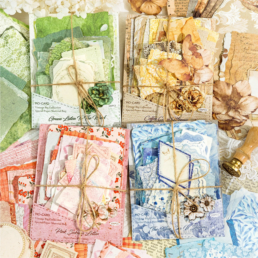 4Style Paper Post Office Series Scrapbooking Set Diy Handheld Account Diary Decoration Collage Material