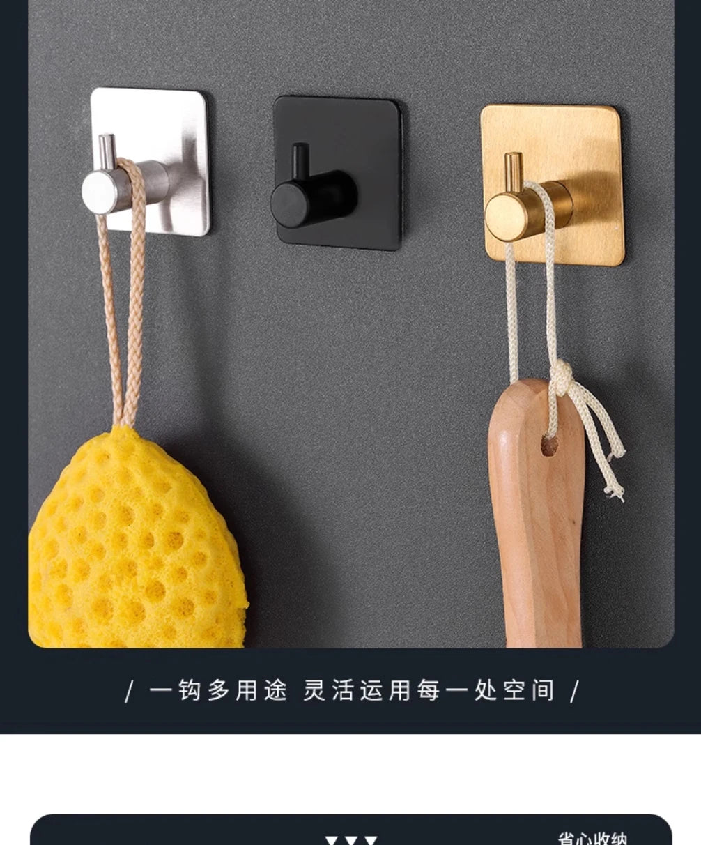 Strong Adhesive Wall Hook Sticker Hanging Coat Rack Clothes Hanger Shower Robe Hook Kitchen Bathroom Towel Hooks Holder