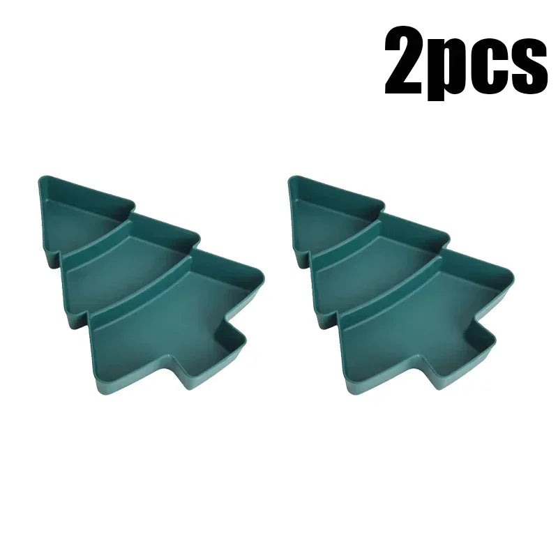 1-20PCS Christmas Tree Shaped Fruit Tray Plastic Candy Snack Tray Dried Fruit Melon Plate Party Supplies Home Decoration