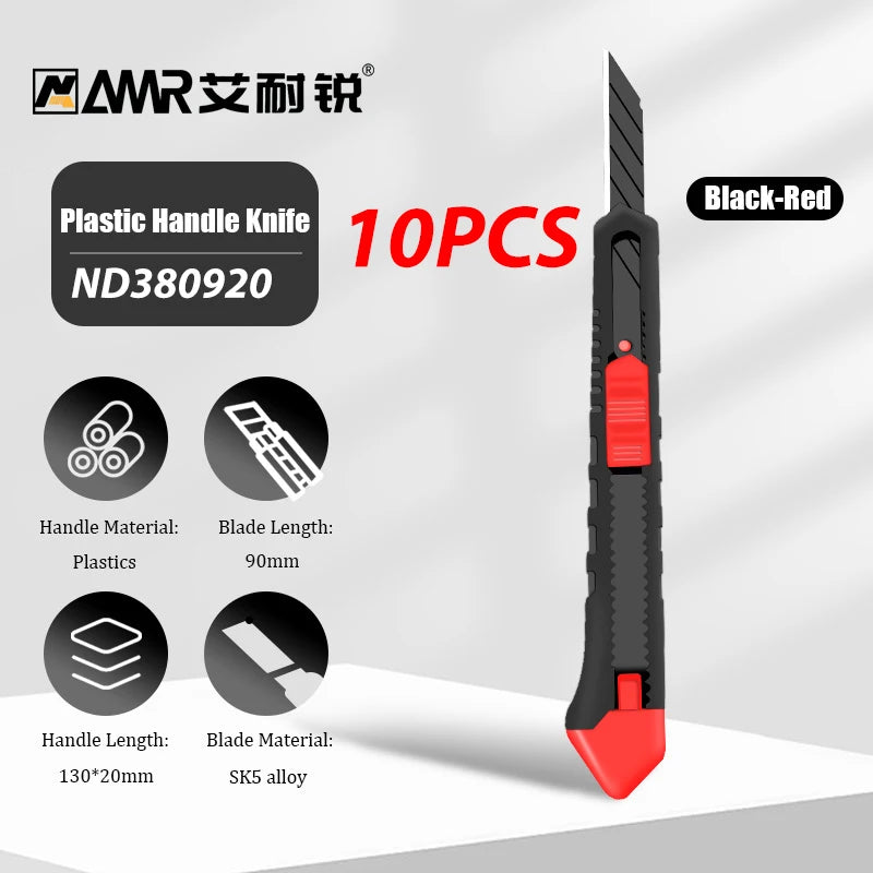AMR Red-Black Plastic Utility Knife Multi-Pack (1/2/5/10) Craft Knife Precision Blades for DIY & Art